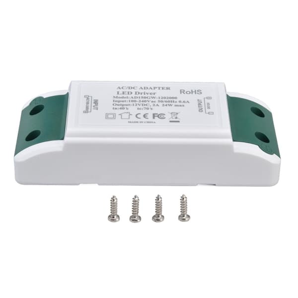 led driver 12v dc 24w 2a led strøm transformer til led strip lys og kabinet lys ac100-240v