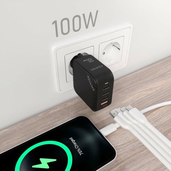 Vægoplader Aisens ASCH-100W4P029-BK 100 W Sort (1 enheder)