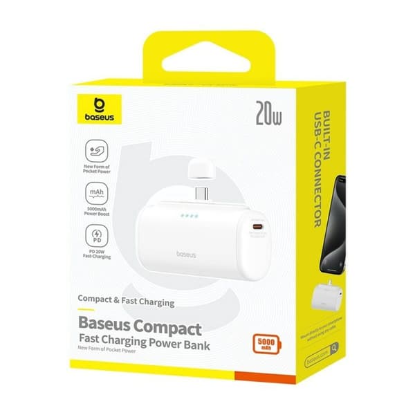 Powerbank Baseus P10068306213-00 Hvid 5000 mAh