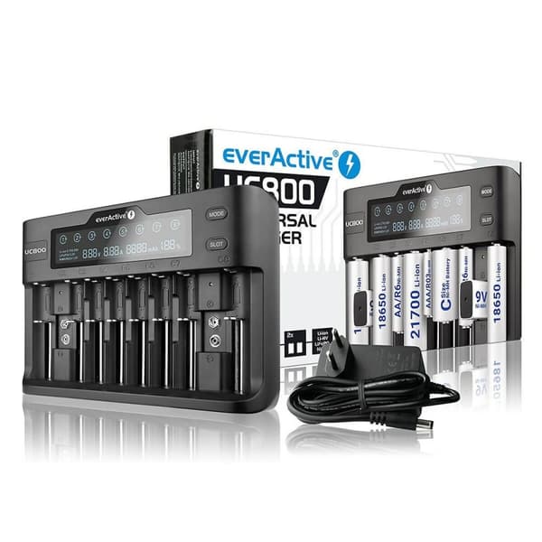 Bærbar oplader EverActive UC-800 Sort 2000 mAh 1000 mAh Sort