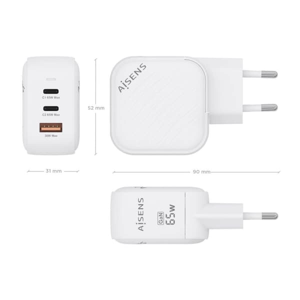 Vægoplader Aisens ASCH-65W3P026-W Hvid 65 W (1 enheder)
