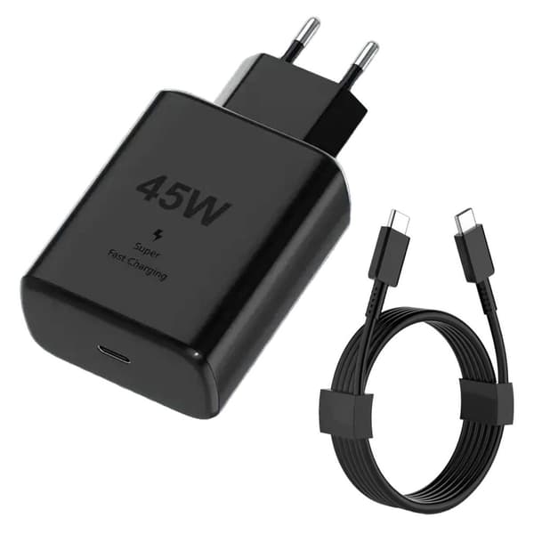 45W USB-C GaN Hurtiglader med 1m Kabel for Samsung, iPhone, iPad & Android Svart