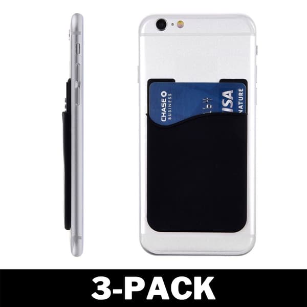 Universal Mobil plånbok/korthållare - Självhäftande Svart 3-Pack