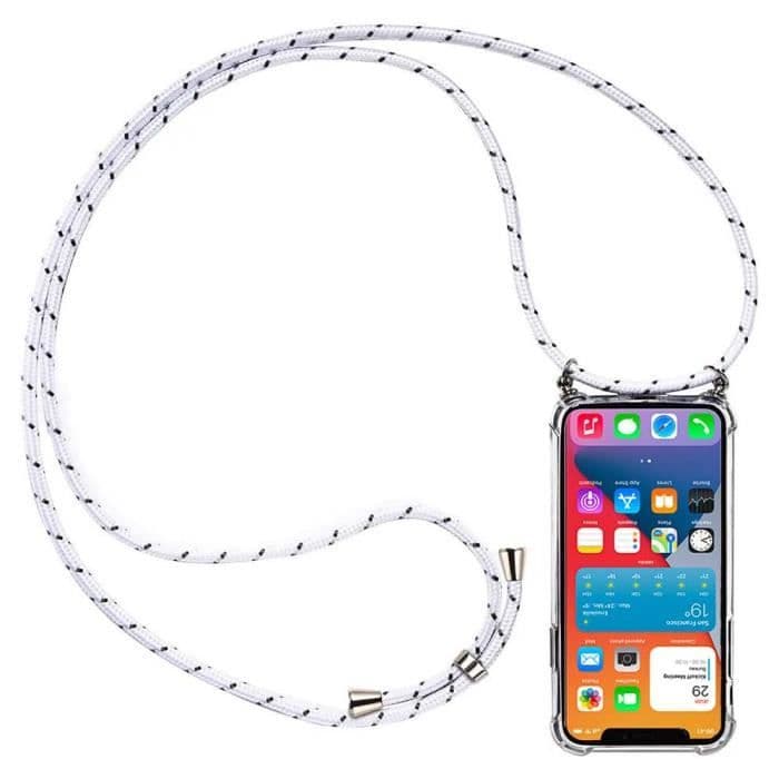 Tikawi Iphone 12 (6.1") Transparent halsbandsfodral med halsband, silikonfodral 1,5 mm tjockt