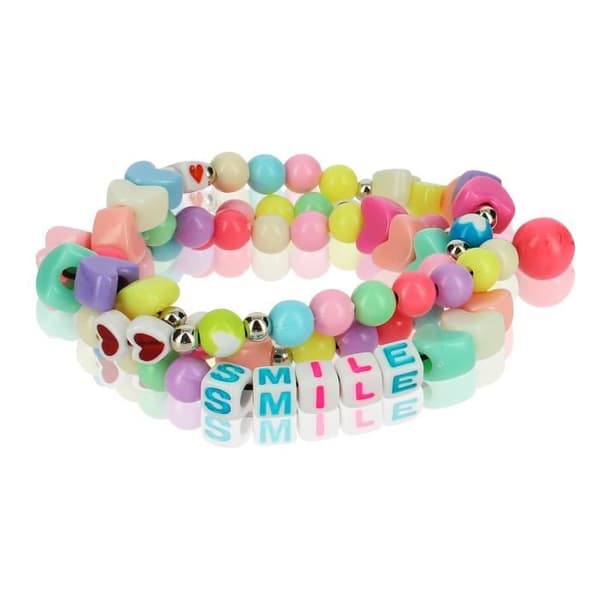Telefon Jewel Armband Beads and Hearts 65cm Smile Collection Flerfärgad Svart
