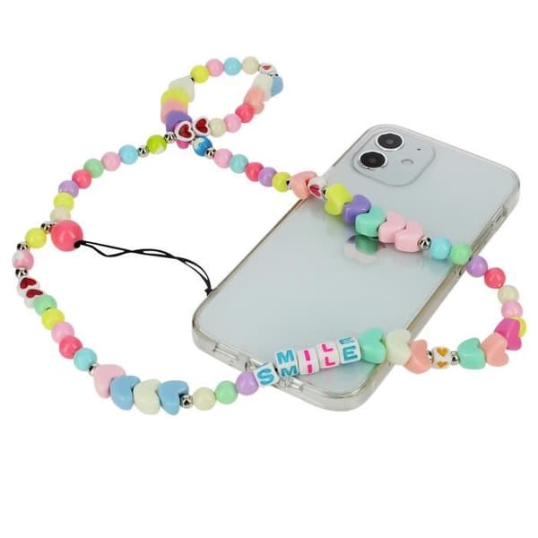 Telefon Jewel Armband Beads and Hearts 65cm Smile Collection Flerfärgad Svart