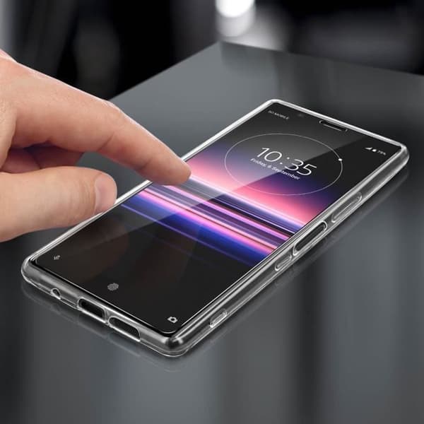 Sony Xperia 5-fodral i mjuk silikon och 9H transparent härdat glasfilm Vit