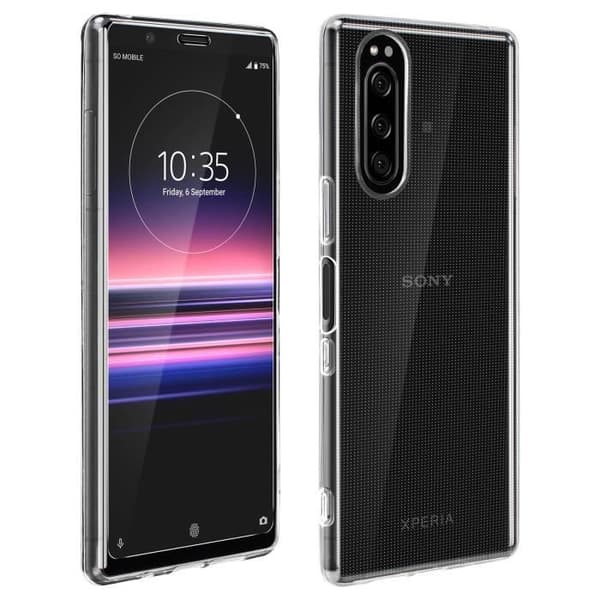 Sony Xperia 5-fodral i mjuk silikon och 9H transparent härdat glasfilm Vit