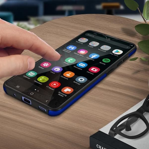 Fodral för Samsung Galaxy S20 FE styvt ryggskydd och mjuk frontblå