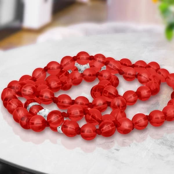 Telefonjuvelarmband med runda pärlor Collection Glamröd Genomskinlig Röd