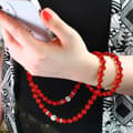 Miniatyrbild 4 av 4: Telefonjuvelarmband med runda pärlor Collection Glamröd Genomskinlig Röd