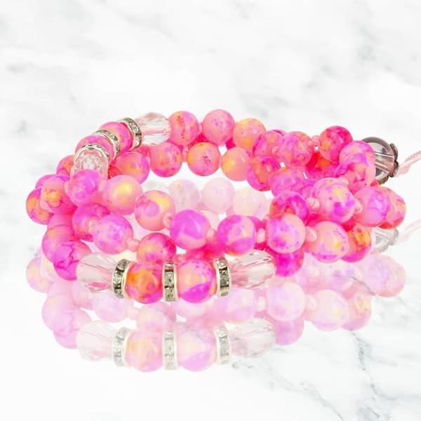 Telefon Jewel Marble Bead Armband 80cm Marble Rose Collection