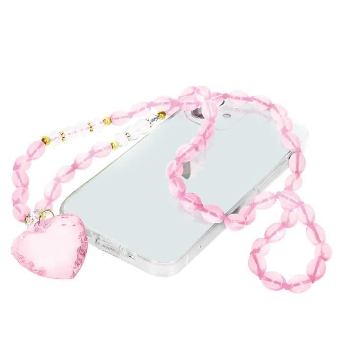 Telefonjuvelarmband med ovala pärlor och hjärta 80 cm Romeo Rose Collection