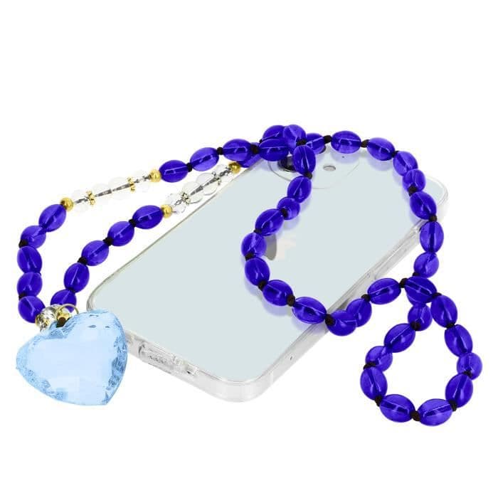Telefon Jewel Armband Oval Beads and Heart 80cm Romeo Collection Marinblå