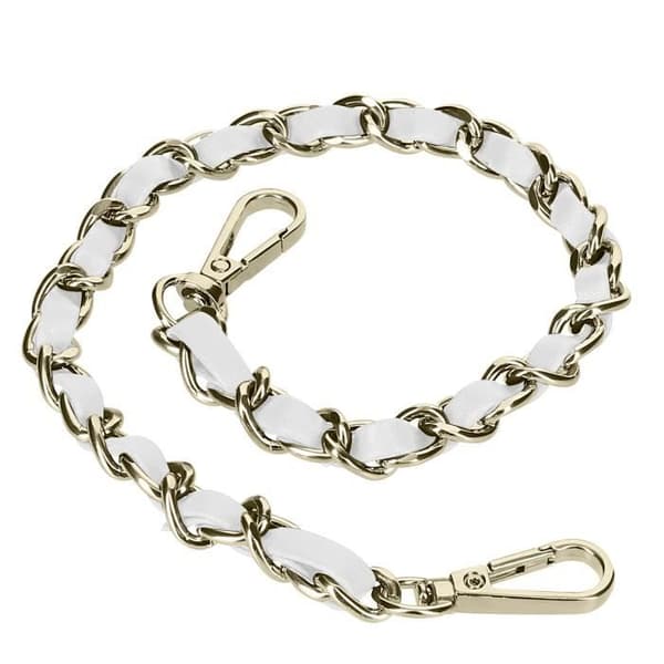 Telefon Jewel Flätad Kedja Silver Kunstläder Vit 40cm