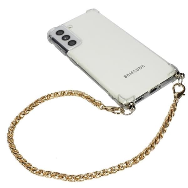 Telefon Charm Vävd Kedja Metallic Palm Tree Mesh 40cm Gult Guld