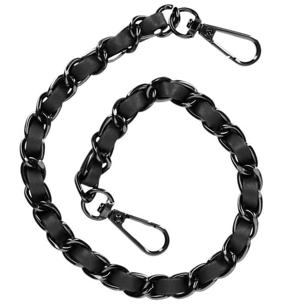 Telefon Jewel Braided Metallic Chain Silver Fuskläder Svart 40cm