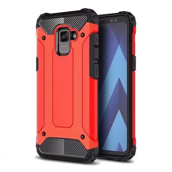 Fodral för Samsung Galaxy A8 (2018) 5,6" - Stötsäkert skyddsfodral med två lager [röd]