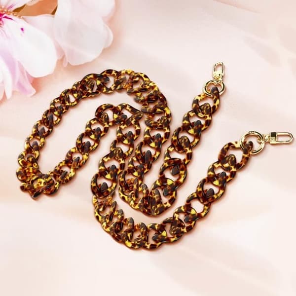 Telefonberlock Chunky Metallic Mesh Chain 120cm Brun