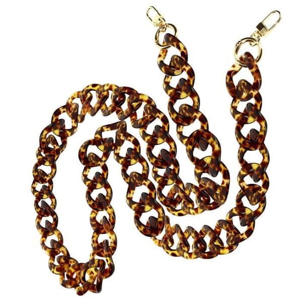 Telefonberlock Chunky Metallic Mesh Chain 120cm Brun