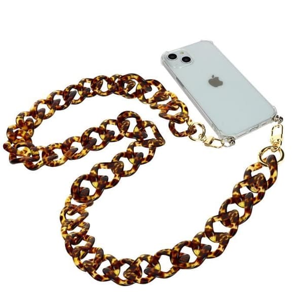Telefonberlock Chunky Metallic Mesh Chain 120cm Brun