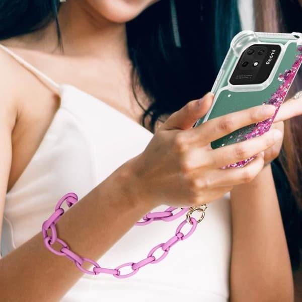 Telefon Charm Chunky Mesh Chain 58cm Moxie Milano Series Lila