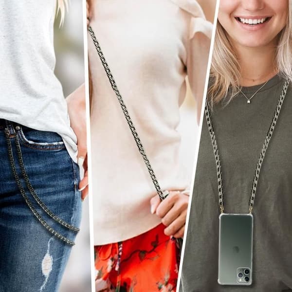 Telefonjuvel Kubansk länkkedja 120cm svart