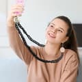 Miniatyrbild 3 av 4: Moxie Ibiza Series Chunky Mesh Chain Phone Charm 120cm Svart