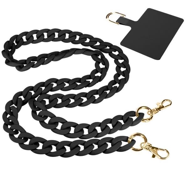 Moxie Ibiza Series Chunky Mesh Chain Phone Charm 120cm Svart