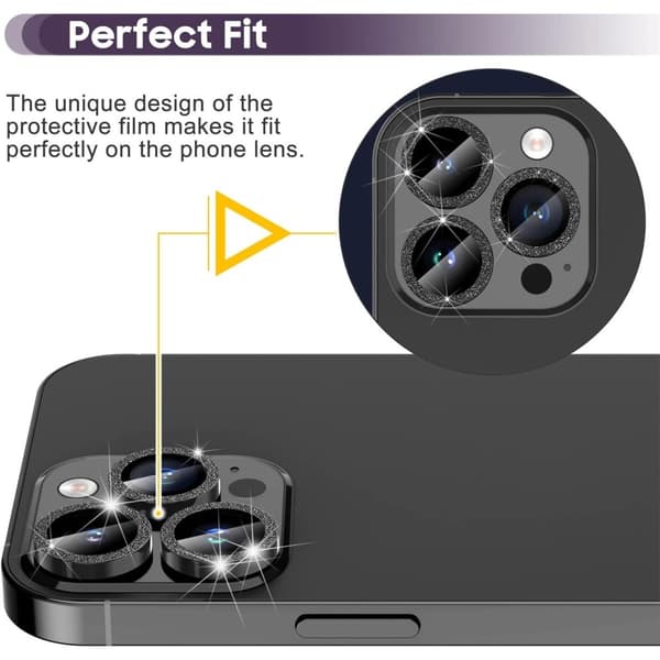 Kamera lins till iPhone 15 Pro / 15 Pro Max Glitter