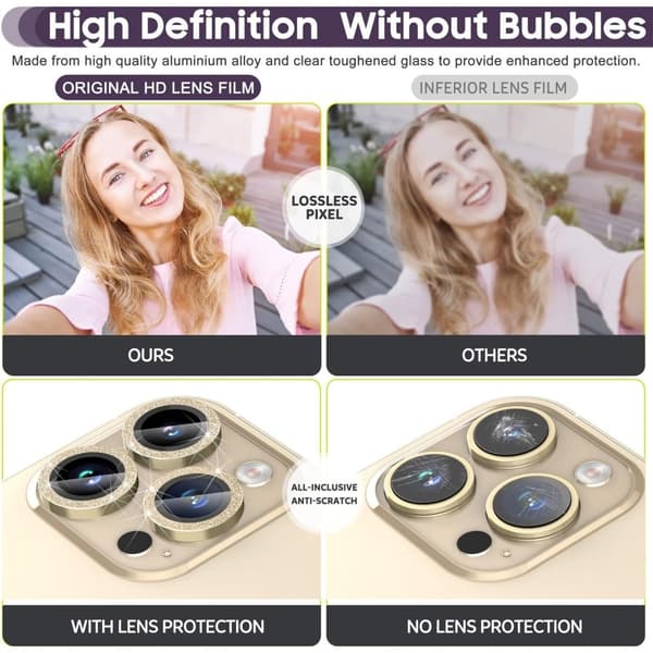 Til iPhone 15 Pro / 15 Pro Max Lens Glitter