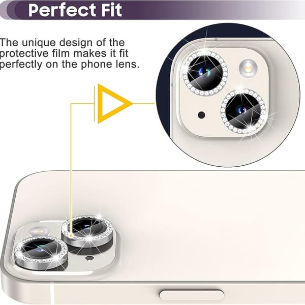 Kamera lins till iPhone 15 / 15 Plus Glitter