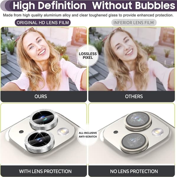 Til iPhone 15 / 15 Plus Lens Glitter