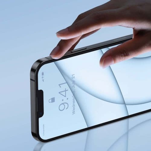 FOLIE STICLA  Baseus pentru Iphone 13 Mini, grosime 0.3mm, acoperire totala ecran, strat special anti-ulei si anti-amprenta, Tempered Glass, pachetul