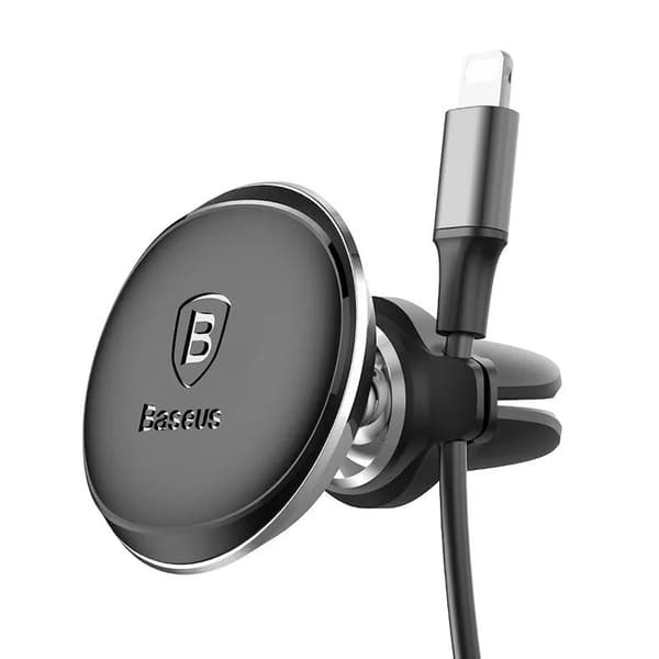 SUPORT AUTO Baseus OS pt. SmartPhone, fixare grilaj ventilatie, magnetic, 2 x clips cablu, negru "SUGX020001" - 6932172627003