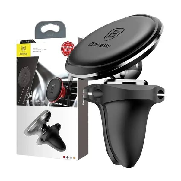 SUPORT AUTO Baseus OS pt. SmartPhone, fixare grilaj ventilatie, magnetic, 2 x clips cablu, negru "SUGX020001" - 6932172627003