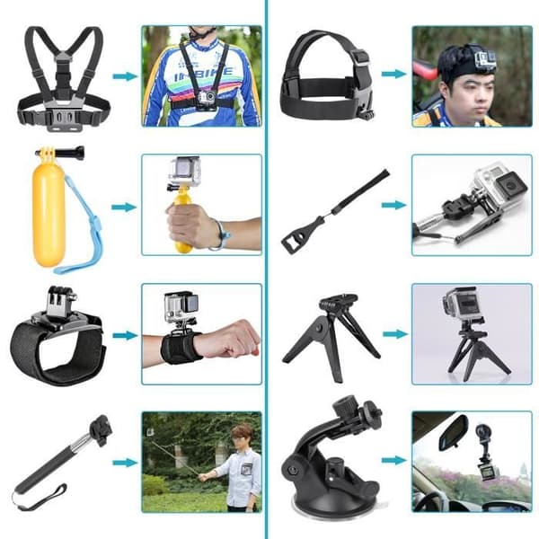 Neewer 21-i-1 Outdoor Sports Accessories Kit för GoPro Hero 4 3+ 3 2 1