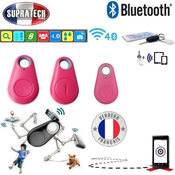 Mininyckelring Locator Anti-Lost Tracer Bluetooth 4.0 Universal med Alarm Färg Rosa