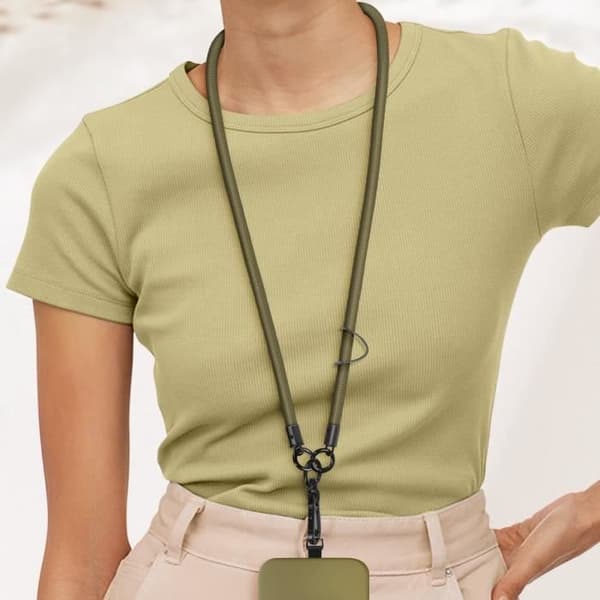 Telefon Halsband 60cm Universalfäste Khaki