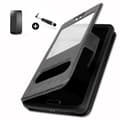 Miniatyrbild 1 av 4: LENOVO K5+ super PACK Svart PU fönsterfodral + mini stylus + härdat glas 9H hårdhet, Ultratunn 0,20 mm