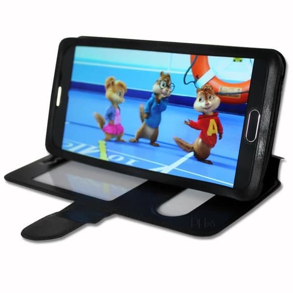 HTC Desire 700 super PACK Svart PU fönsterfodral + mini stylus + härdat glas 9H hårdhet, Ultratunn 0,20 mm