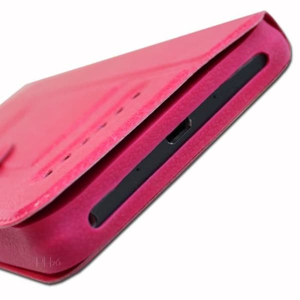 Super Pack-fodral för Xiaomi Redmi Note 9 Extra Slim 2 Eco-läderfönster + 2 högtransparens skyddsglasögon ROSA