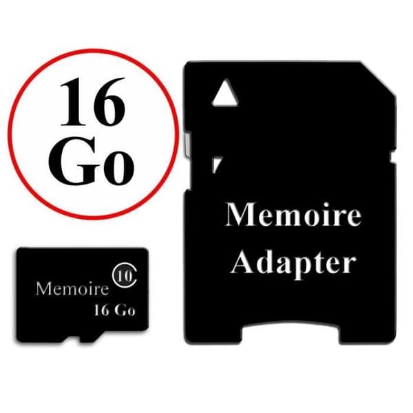 Minneskort i Micro-SD-format 16 GB klass 10 + Adapter för Huawei Honor 5A LYO-L21 by PH26®