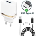 Miniatyrbild 1 av 4: Typ C kabelpaket för Samsung Galaxy S21 Ultra 5G SD888 Ultrakraftig och snabb laddare 2X USB 5V - 2.1A - SVART