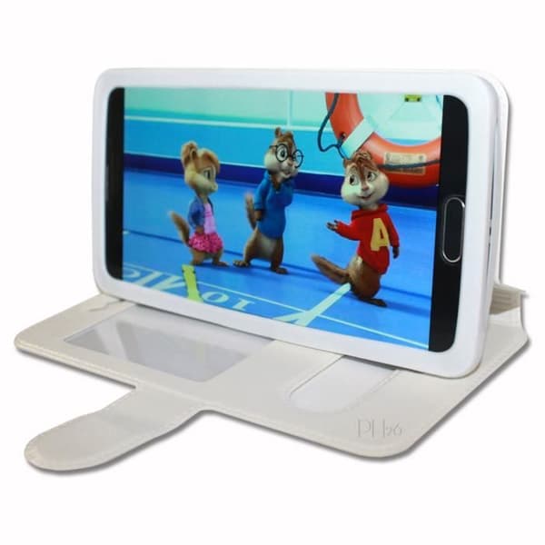 ZTE BLADE V6 super PACK Vit PU fönsterfodral + mini stylus + härdat glas 9H hårdhet, Ultratunn 0,20 mm