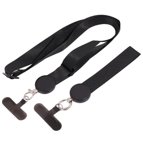 Mobilhalsbånd 2i1 med festebrikke - Onyx Black