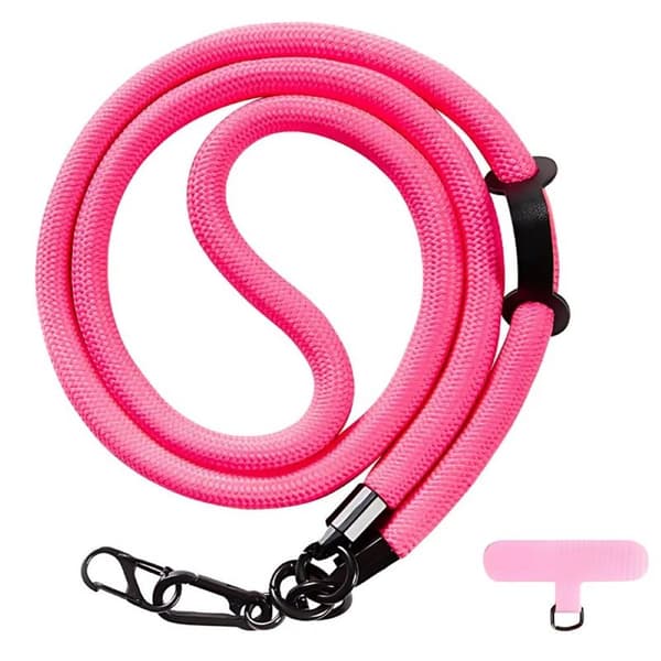 Mobilhalsbånd 10mm med festebrikke - Rosa