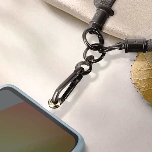 Svart telefonrem i mjuk nylon