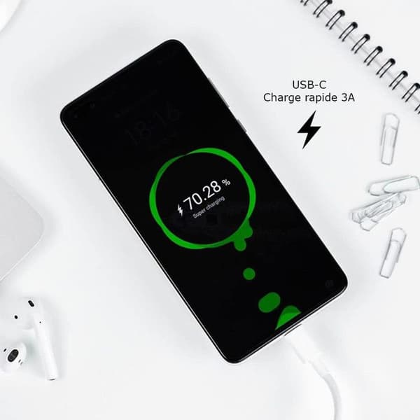 Pack Laddare + Kabel för HTC U24 Pro Snabbladdare Ultrakraftig och snabb NY GENERATION 3A med USB-Typ C-KABEL