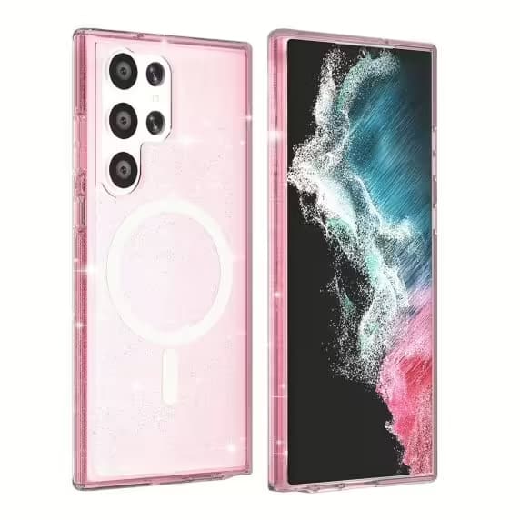 Samsung Galaxy S24 Ultra Mobilskal Glitter Magsafe - Rosa